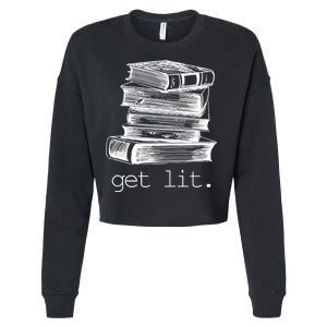 Get Lit Read Books Cropped Pullover Crew