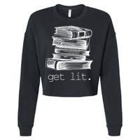 Get Lit Read Books Cropped Pullover Crew