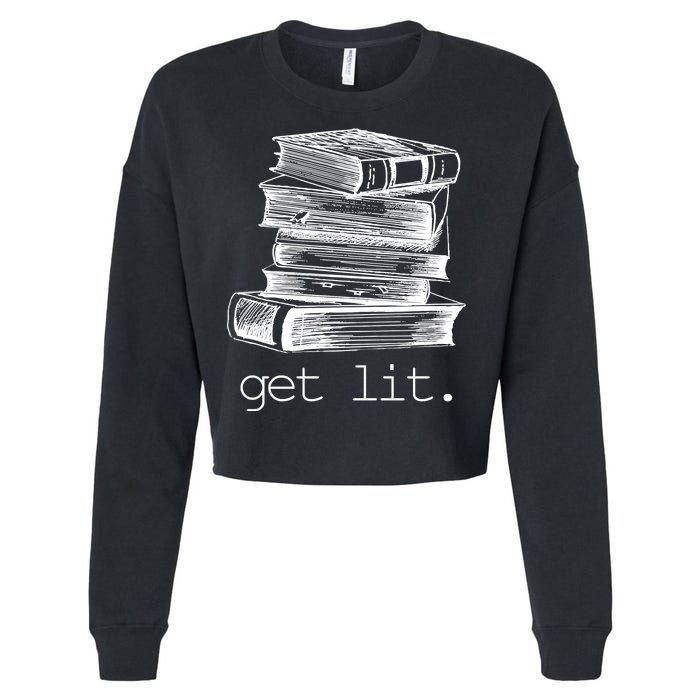 Get Lit Read Books Cropped Pullover Crew