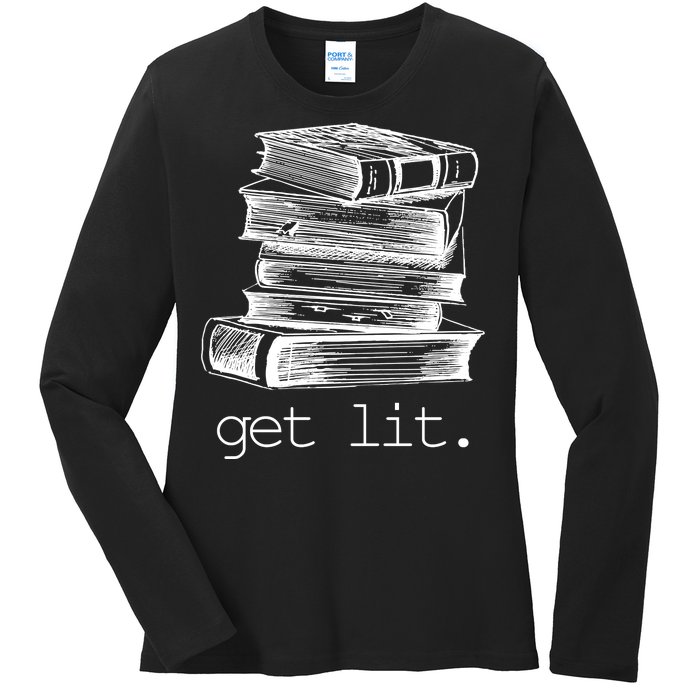 Get Lit Read Books Ladies Long Sleeve Shirt