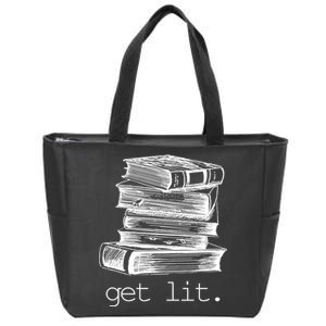 Get Lit Read Books Zip Tote Bag