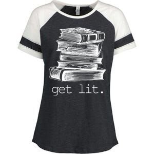 Get Lit Read Books Enza Ladies Jersey Colorblock Tee