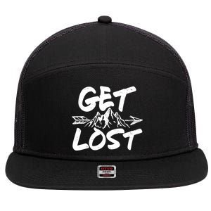 Get Lost Nature Wilderness Lover 7 Panel Mesh Trucker Snapback Hat