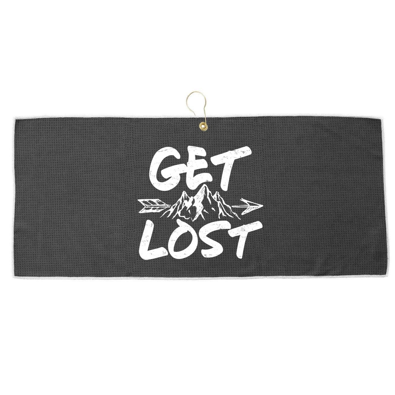 Get Lost Nature Wilderness Lover Large Microfiber Waffle Golf Towel
