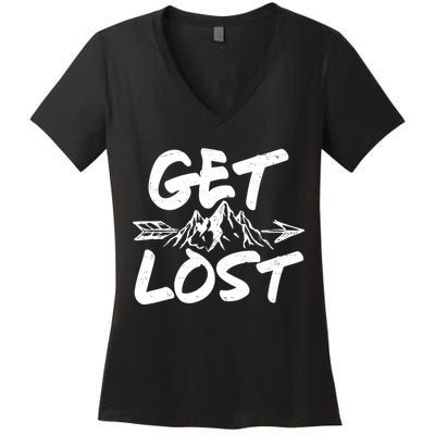 Get Lost Nature Wilderness Lover Women's V-Neck T-Shirt