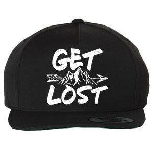 Get Lost Nature Wilderness Lover Wool Snapback Cap