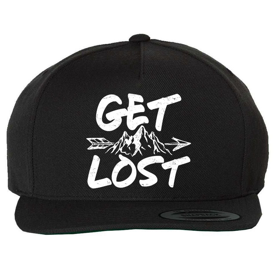 Get Lost Nature Wilderness Lover Wool Snapback Cap