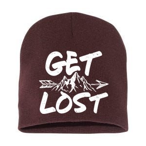 Get Lost Nature Wilderness Lover Short Acrylic Beanie