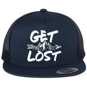 Get Lost Nature Wilderness Lover Flat Bill Trucker Hat