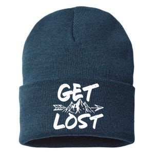 Get Lost Nature Wilderness Lover Sustainable Knit Beanie