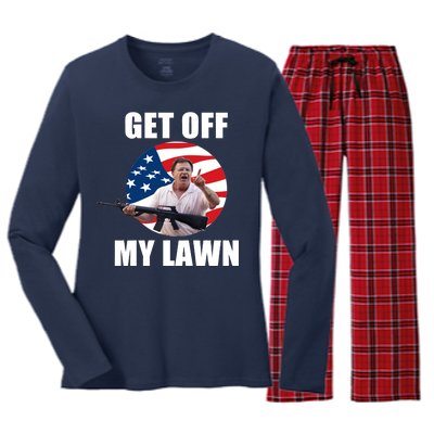 Get Off My Lawn Ken And Karen Women's Long Sleeve Flannel Pajama Set 