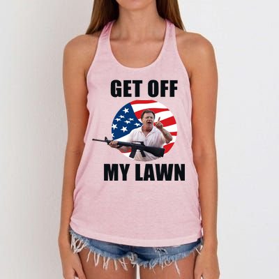 Get Off My Lawn Ken And Karen Women's Knotted Racerback Tank