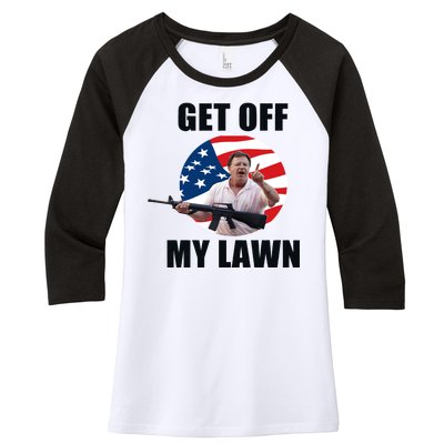 Get Off My Lawn Ken And Karen Women's Tri-Blend 3/4-Sleeve Raglan Shirt