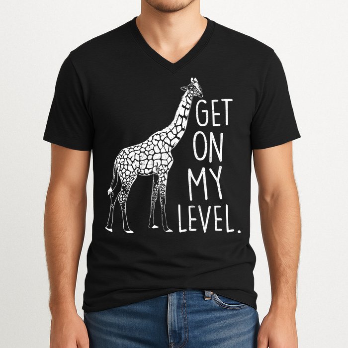 Get On My Level Giraffe V-Neck T-Shirt