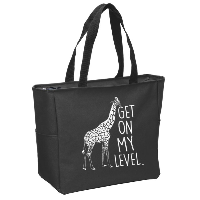 Get On My Level Giraffe Zip Tote Bag
