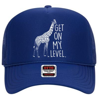 Get On My Level Giraffe High Crown Mesh Back Trucker Hat