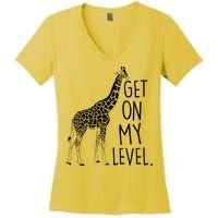 Get On My Level Giraffe Women's V-Neck T-Shirt