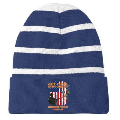 Get Out Of My Country Virus Pandemic Striped Beanie with Solid Band