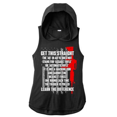 Get This Straight AR-15 US Flag Ladies PosiCharge Tri-Blend Wicking Draft Hoodie Tank