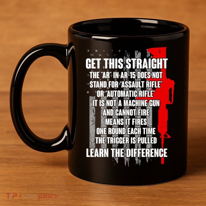 Get This Straight AR-15 US Flag 11oz C Handle Ceramic Mug