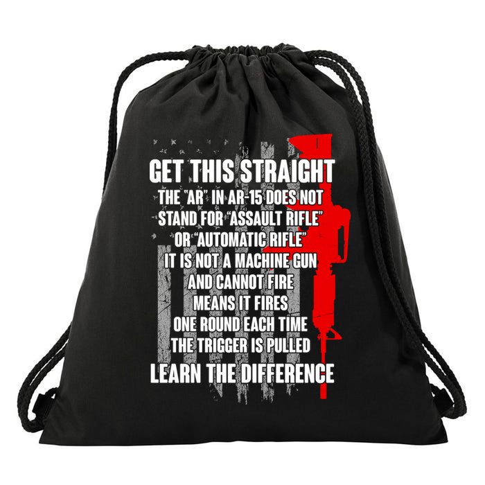 Get This Straight AR-15 US Flag Drawstring Bag