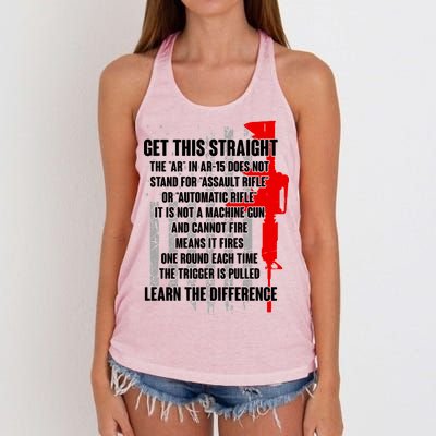 Get This Straight AR-15 US Flag Women's Knotted Racerback Tank