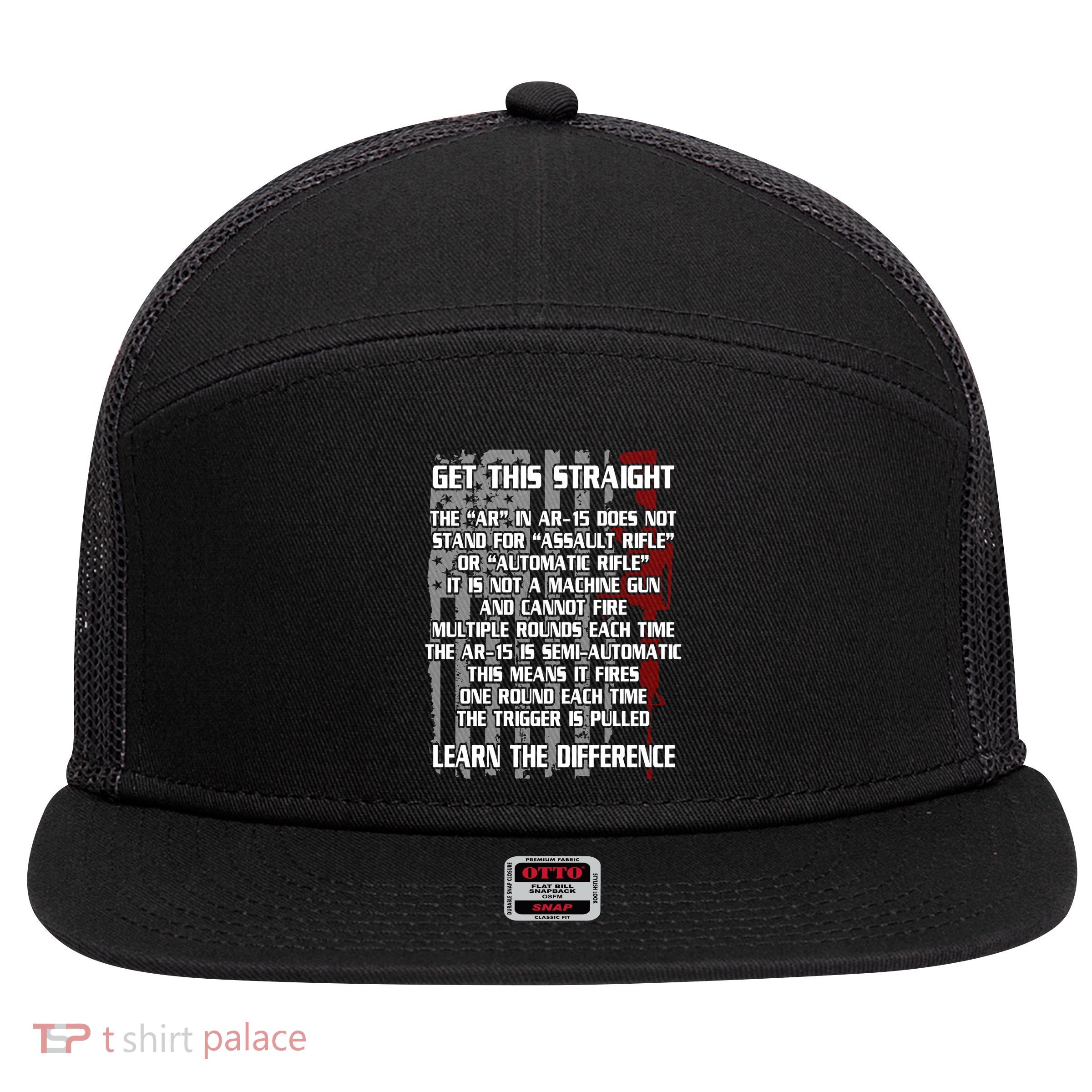 Get This Straight Learn the Difference AR-15 7 Panel Mesh Trucker Snapback Hat