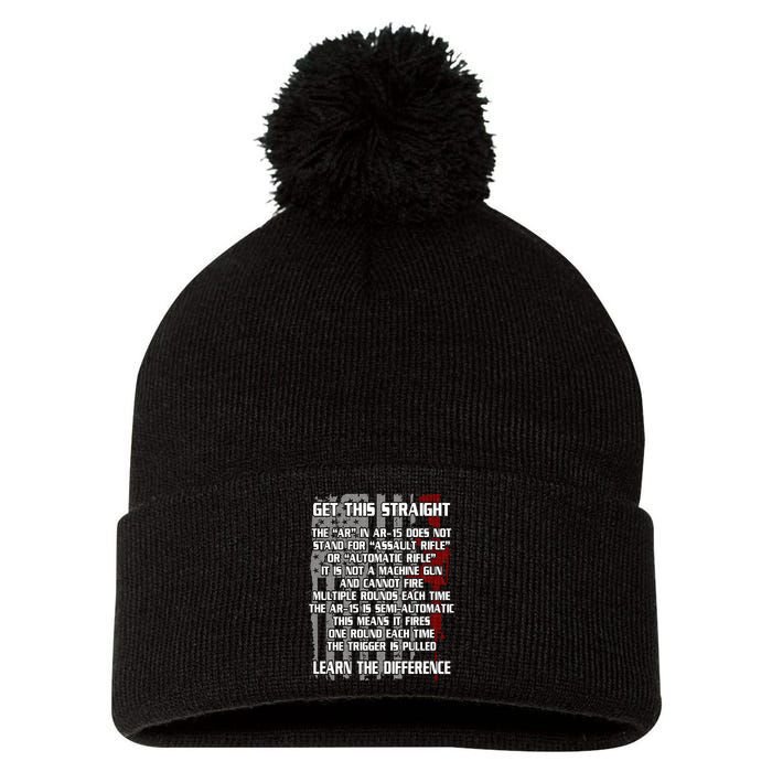 Get This Straight Learn the Difference AR-15 Pom Pom 12in Knit Beanie