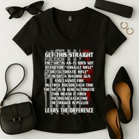 Get This Straight Learn the Difference AR-15 Women's V-Neck T-Shirt