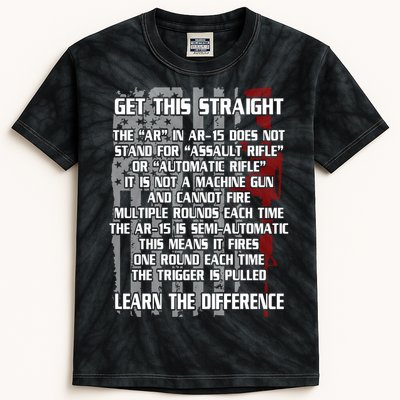 Get This Straight Learn the Difference AR-15 Kids Tie-Dye T-Shirt