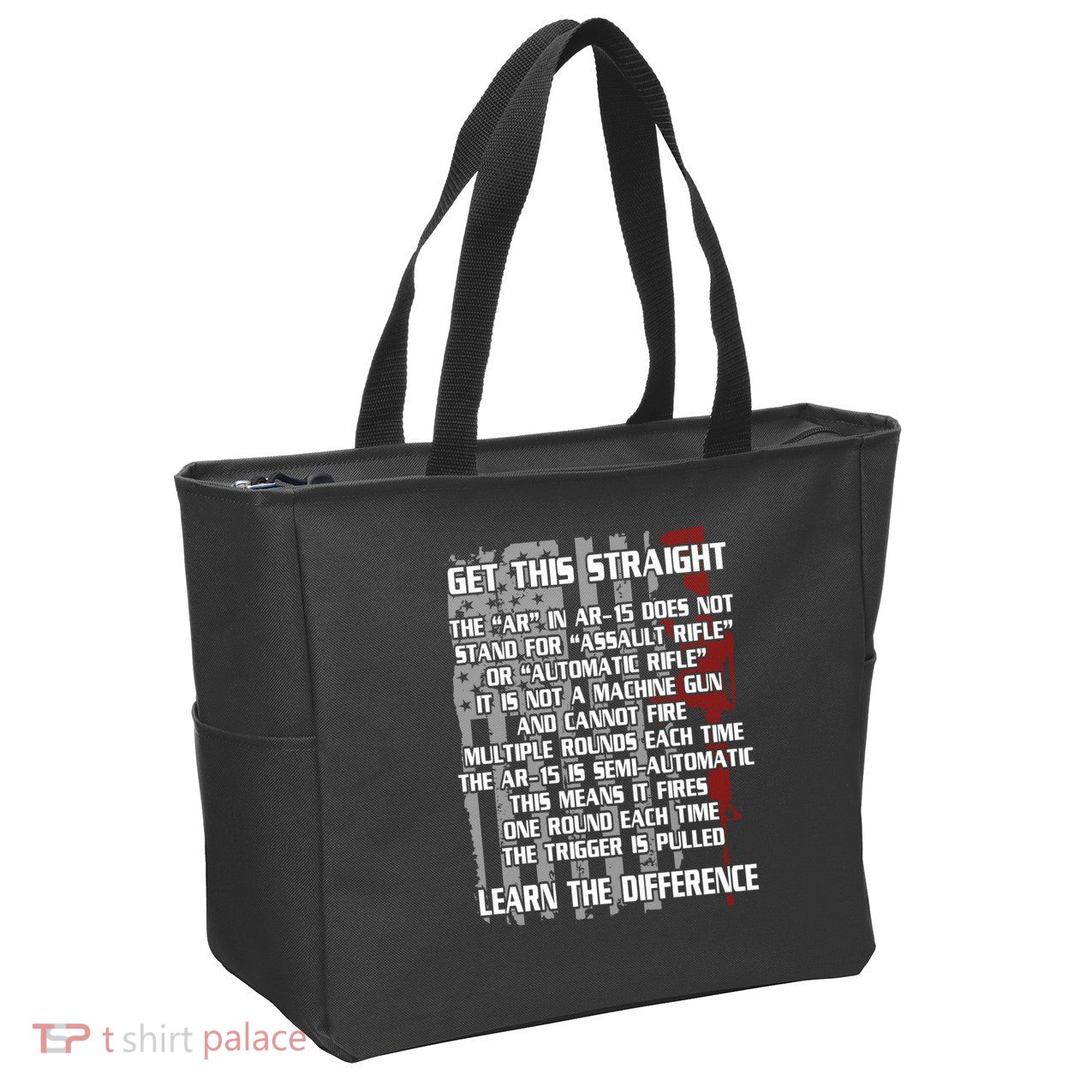Get This Straight Learn the Difference AR-15 Zip Tote Bag