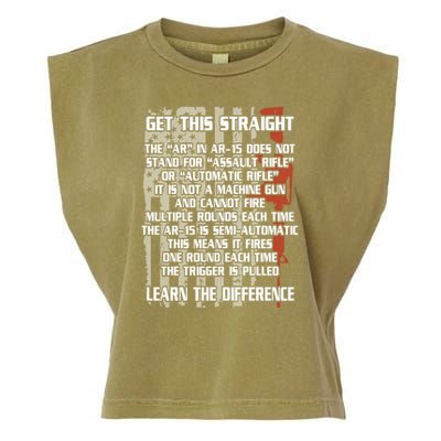 Get This Straight Learn the Difference AR-15 Garment-Dyed Women's Muscle Tee