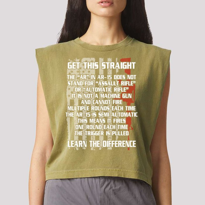Get This Straight Learn the Difference AR-15 Garment-Dyed Women's Muscle Tee