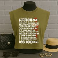 Get This Straight Learn the Difference AR-15 Garment-Dyed Women's Muscle Tee