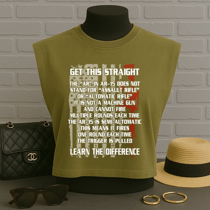 Get This Straight Learn the Difference AR-15 Garment-Dyed Women's Muscle Tee