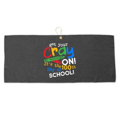 Get Your Cray On 100th Day Of School  Large Microfiber Waffle Golf Towel