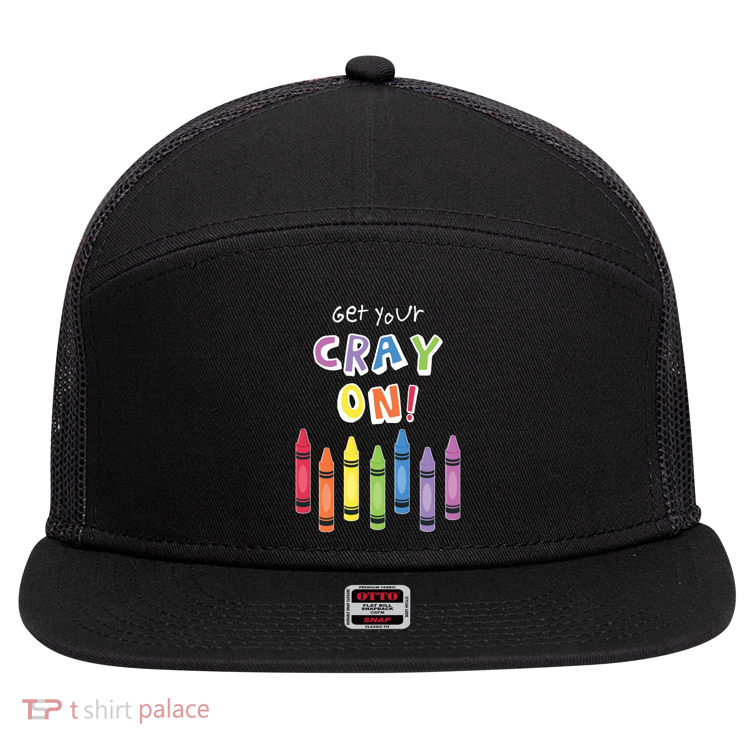Get Your Cray On Crayon 7 Panel Mesh Trucker Snapback Hat