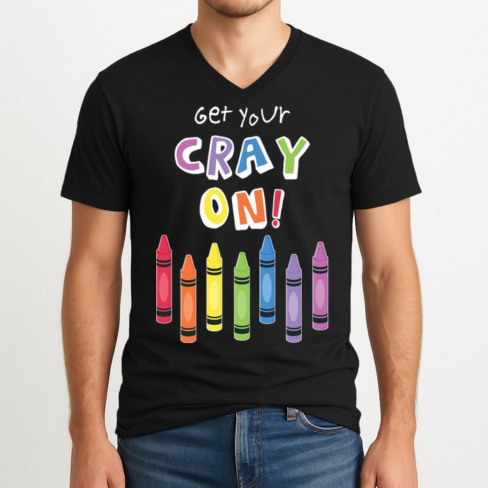 Get Your Cray On Crayon V-Neck T-Shirt