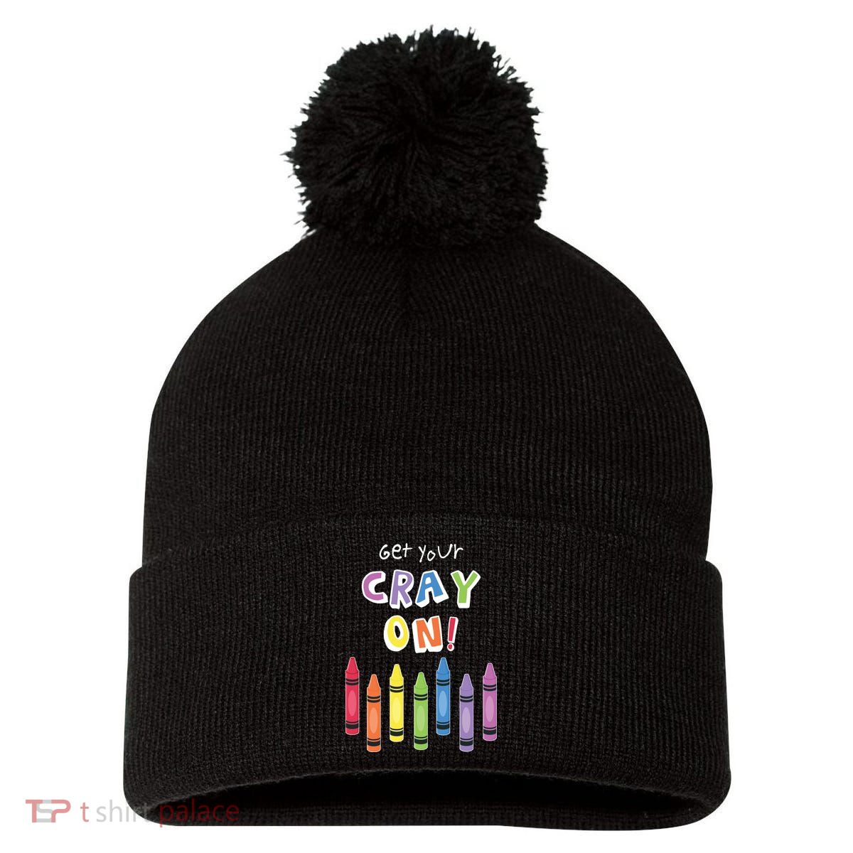 Get Your Cray On Crayon Pom Pom 12in Knit Beanie