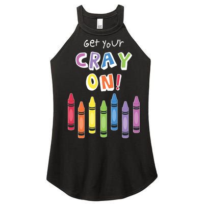 Get Your Cray On Crayon Women’s Perfect Tri Rocker Tank