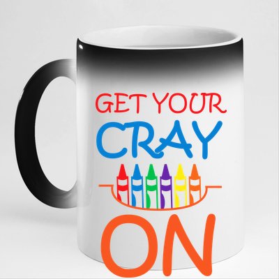 Get Your Cray On Crayon School Art 11oz Black Color Changing Mug