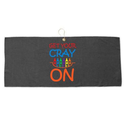 Get Your Cray On Crayon School Art Large Microfiber Waffle Golf Towel