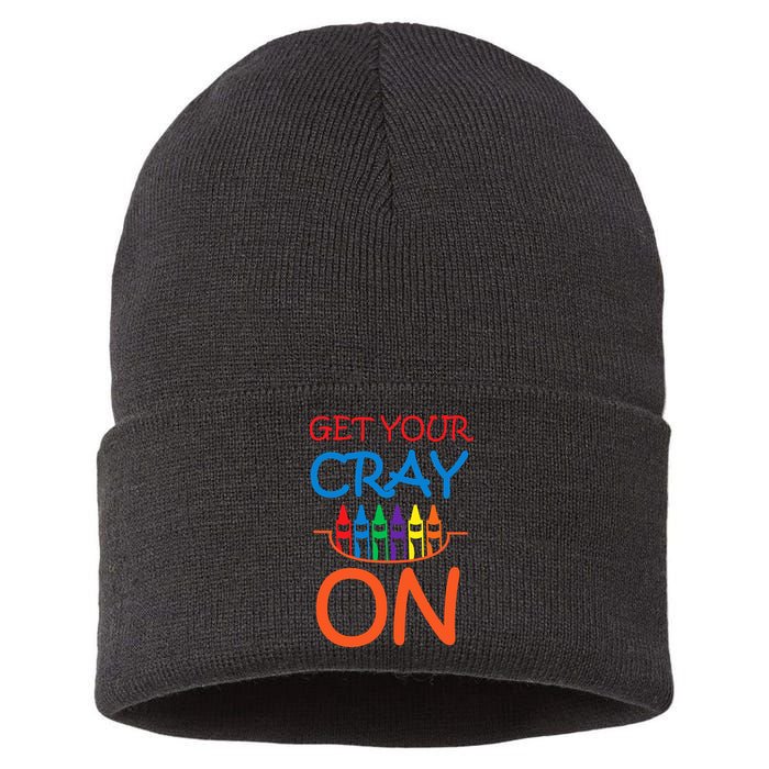 Get Your Cray On Crayon School Art Sustainable Knit Beanie