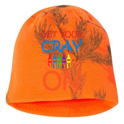 Get Your Cray On Crayon School Art Kati - Camo Knit Beanie