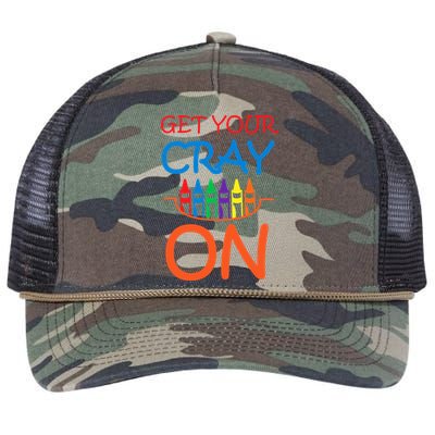 Get Your Cray On Crayon School Art Retro Rope Trucker Hat Cap