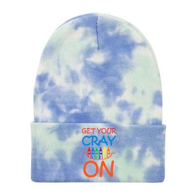 Get Your Cray On Crayon School Art Tie Dye 12in Knit Beanie