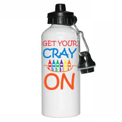 Get Your Cray On Crayon School Art Aluminum Water Bottle