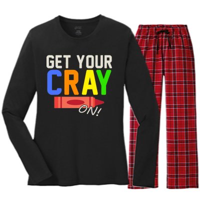 Get Your Cray-On! Fun Back To School Women's Long Sleeve Flannel Pajama Set 