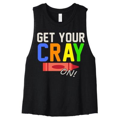 Get Your Cray-On! Fun Back To School Women's Racerback Cropped Tank