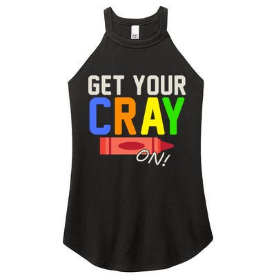 Get Your Cray-On! Fun Back To School Women's Perfect Tri Rocker Tank